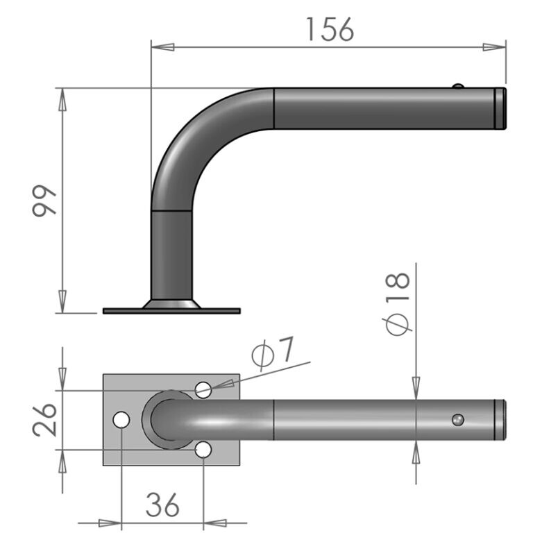 Kerb Mirror Arm – Universal – Class V – 18R