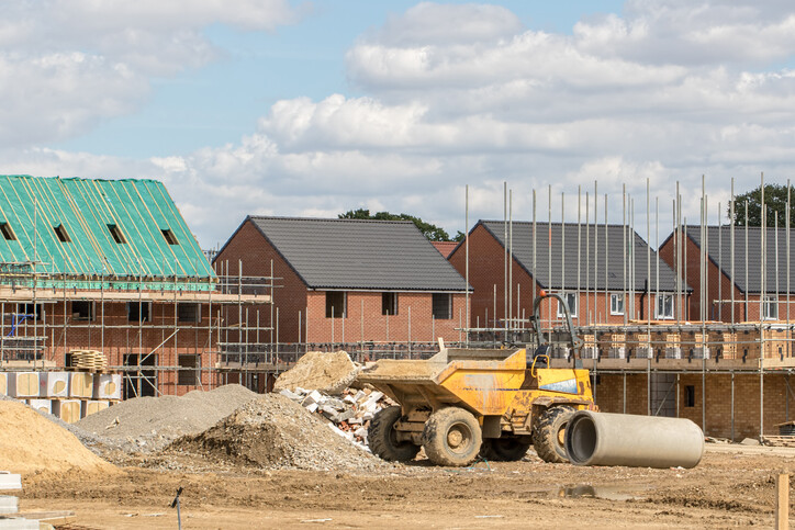 Dumper on residential construction project