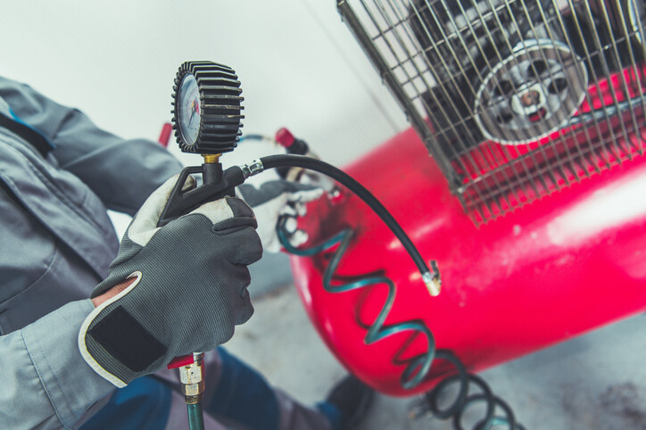 small red air compressor