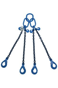 2.9T - 2m EWL - Grade 100 4Leg Chainsling c/w Safety Hooks