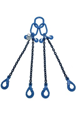 14.1T - 6m EWL - Grade 100 4Leg Chainsling c/w Safety Hooks