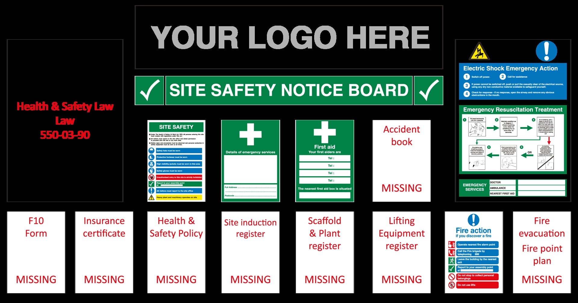 H&S Site Notice Board £165.00 | Site Safety | Consumables