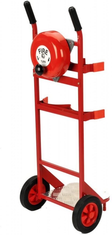 Double Fire Extinguisher Trolley c/w Rotary Fire Bell