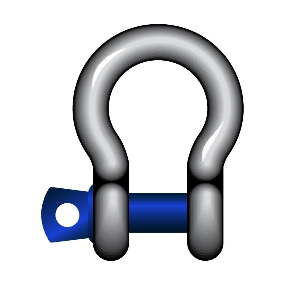 GT Blue Pin Bow Shackles with Screw Collar Pin - Various Sizes
