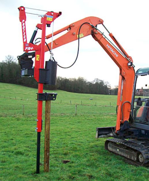 Excavator mounted post knocker