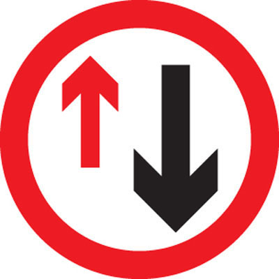 Priority Over Oncoming Vehicles Sign