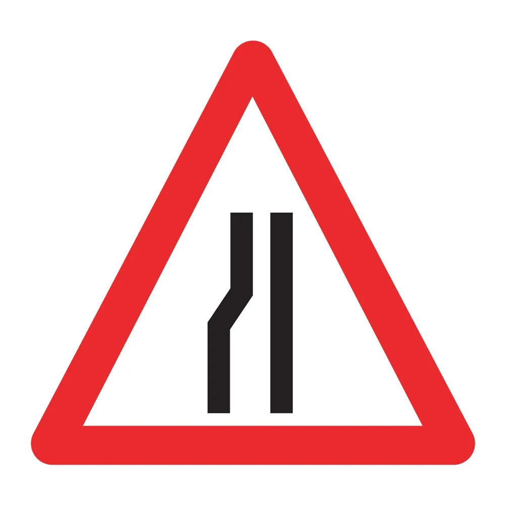 Narrow Left / Right to Single File Traffic Sign